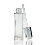 Cosmetic Glass Dropper Face Serum Bottles 30ml Clear Round Bottle for sale