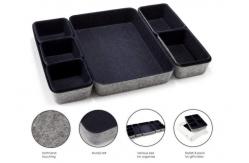 China Navy 10.6x7.5x1.8 Felt Storage Boxes For Drawers supplier