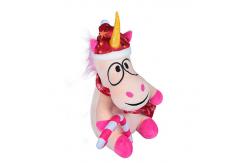 China Pink Animated Plush Christmas Toys 100% Polyester Material Weaving Label supplier