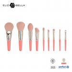 9PCS Cute Makeup Brushes Set with Customize Short Wooden Handle 100% Synthetic Hair Private Label OEM for sale