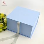 Drawer Type Elegant Blue Square Cardboard Boxes With Ribbon for sale
