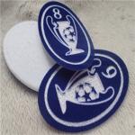 Oval Shape Personalised Embroidered Patches Ball Uniform Plush Monochrome Flocking Heat Transfer