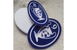 China Oval Shape Personalised Embroidered Patches Ball Uniform Plush Monochrome Flocking Heat Transfer supplier