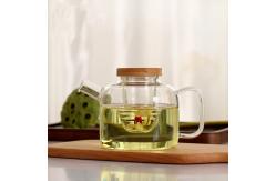China Office / Home Stovetop Safe Teapot With Infuser / Bamboo Lid High Borosilicate supplier