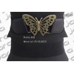 Butterfly Old Brass Buckle PU Ladies Wide Black Elastic Belts 6cm Width for sale