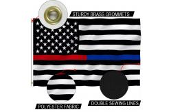 China Single Reverse Knitted Polyester Thin Blue And Red Line Flag Waterproof supplier
