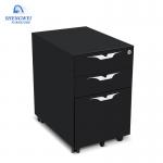 Vertical Three Drawers Movable Metal Filing Cabinet With Wheels for sale