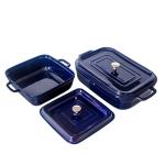 Glaze Blue Rectangle Ceramic Bakeware Sets 165oz Large Capacity OEM for sale
