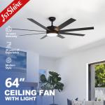 64 Inches Indoor Ceiling Fan With Light DC Motor Amart Control