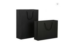 China ODM Matte Lamination Paper Bag Packaging Custom Logo Black Shopping Bag supplier