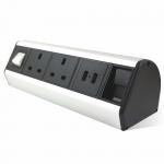 Desktop Rack Mount Power Strip , Desk Mounted Power Sockets Electroplate Surface Treated