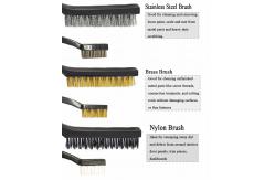 China Cleaning Steel Wire Brush Set With Brass And Nylon Bristles Curved Handle supplier