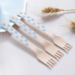 Dotty  160 mm Disposable Blue Wooden Cutlery Kit Biodegradable Utensils For Birthday Dinner for sale
