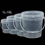 Food Grade Round Clear PP Plastic Buckets With Pastic Handle and Silk Screen Printing for sale