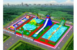 China OEM On Land Inflatable Water Playground / Aqua Slide Park 3 Years Warranty supplier