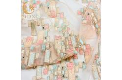 China Tulle Beaded Embroidered Lace Fabric 140cm Width Customized With Rhinestones supplier