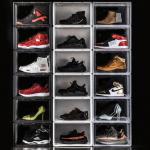 Rectangle Plastic Shoe Box Organizer Stackable Shoe Box Drawers for sale