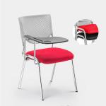 Customized Ergonomic Office Chair With Writing Board Plastic Mesh Back / Stacking Training Chair