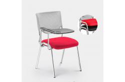 China Customized Ergonomic Office Chair With Writing Board Plastic Mesh Back / Stacking Training Chair supplier