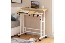 China Height Adjust White Frame Metal Study Table With 4 Wheels supplier