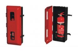 China Red Indoor Fire Extinguisher Case Fire Hose Reel And Extinguisher Cabinet supplier