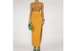 China 2 Set Halter Straps Womens Party Maxi Dresses Wrap Breasts And Navel supplier