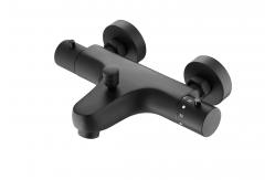 China Matt Black Bath Shower 38 Degrees Thermostatic Faucet Dual Handle supplier