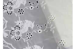 China 49 Inch Chiffon Embroidered Lace Fabric With Floral Bird Eyelet supplier