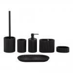 Sandstone bathroom accessories set round with vertical stripe hand soap bottle soap dish for bathroom for sale
