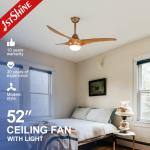 52 Inch Home Office Ceiling Fan with Remote Control and Durable ABS Plastic Material for sale