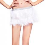 Double Layer Skirt / Fabulous Feather Mini Skirt With Rhinestones Waist Band
