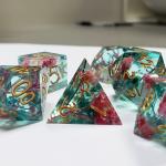 Dried flowers Resin Boarding Dice Set Dragon and Dungeon for sale