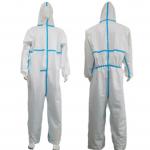 55gsm-70gsm EN14126 Type 5 6 Disposable Coveralls With Heat Seal Seam Tape for sale