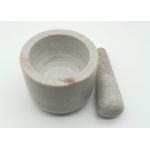 Round Stone Mortar And Pestle , Marble Bowl With Grinder Handcrafts