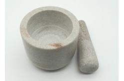 China Round Stone Mortar And Pestle , Marble Bowl With Grinder Handcrafts supplier