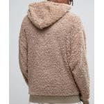 Oversize Xxxxl Plain Thick Heavyweight Sherpa Lined Hoodie Soft Touch Brown for sale