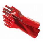Red Color PVC Work Gloves , PVC Gloves Chemical Resistance Good Mechanical Resistance for sale