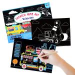 12 Sheets Vehicle Theme Magic Scratch Art Crafts Scratch Sticks Set For Kid for sale