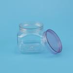 Clear 211# Screw Lid Pet Cookie Jar Square Shape Plastic Food Containers 380ml