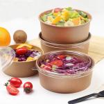 Custom Disposable Rice Salad Ice Cream Food Container Biodegradable Kraft Paper Bowls for sale