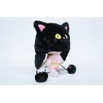 Soft Plush Cat Hat , 100% Polyester Material Washable Baby Black Cat Hat