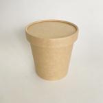 Biodegradable Soup Paper Cup With Lid 16 Oz 500ml Kraft Noodle Container for sale