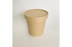 China Biodegradable Soup Paper Cup With Lid 16 Oz 500ml Kraft Noodle Container supplier