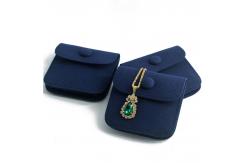 China Snap Button Custom Packaging Solutions Ring Earing Storage Pouch Packaging Blue Microfiber supplier
