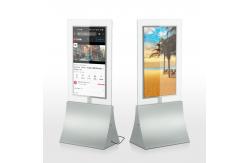 China Thin Dual Sided 43 High Brightness LCD Display Transparent Glass Floor Stand supplier