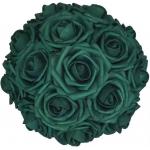 Bulk Dark Emerald Green Roses Artificial Flowers with Stem for DIY Wedding Bouquets Centerpieces Arrangements Kissing Ball for sale