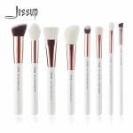 Jessup Goat Hair Makeup Brush Set 8pcs White And Rose Gold Makeup Brushes for sale