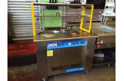 China Single Pan Fried Rolled Ice Cream Machine With 6 Pcs Topping Container supplier