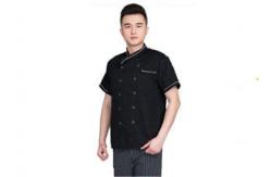 China Black Personalized Custom Work Shirts , Professional Chef Uniform For Kitchen supplier