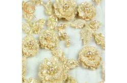 China High End Pure Hand Embroidery Lace 135cm Width 3D Beaded Lace Applique supplier